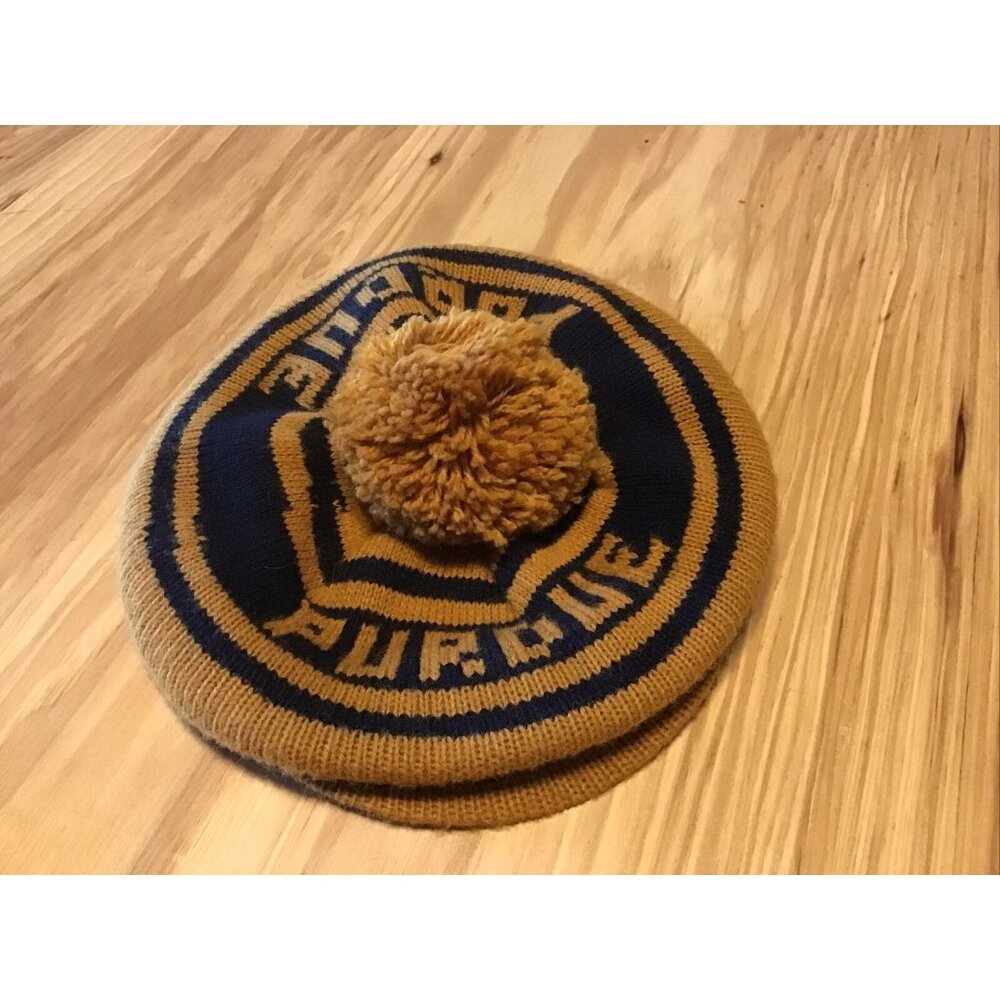 Vintage Knit Beanie Hat W/Brim Purdue Boilermakers Adult